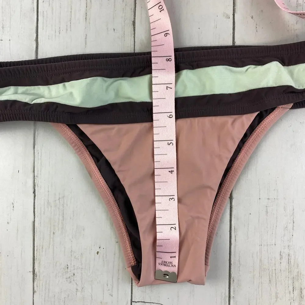 PilyQ Pink Riviera Color Block Teeny Cut Bikini Bottom Size Medium
